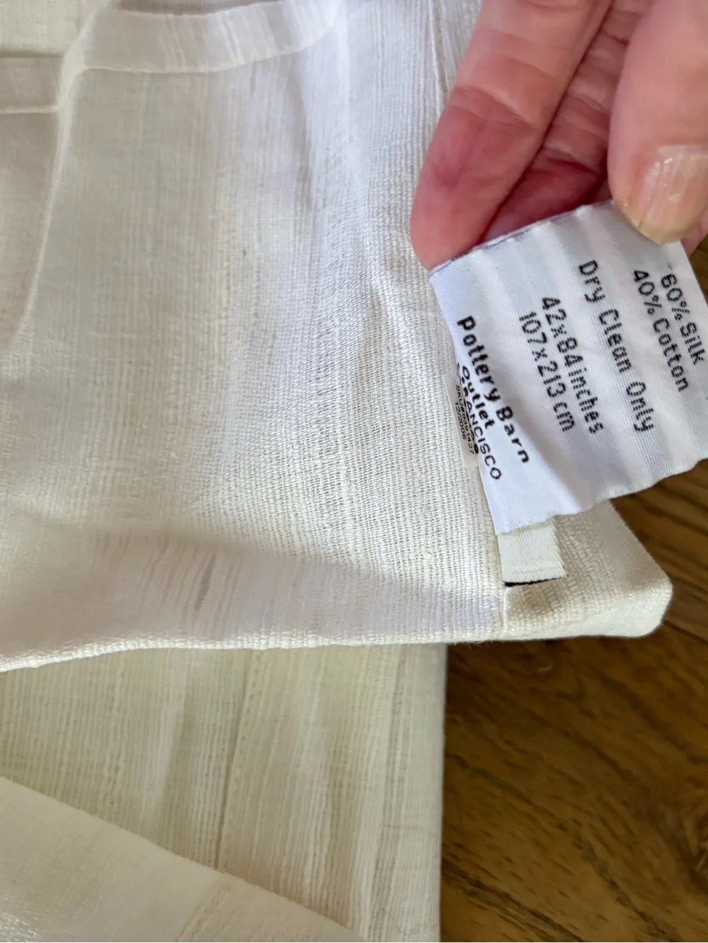 Pottery Barn 42x84” IVORY raw Silk cotton Drapes. Set of 2